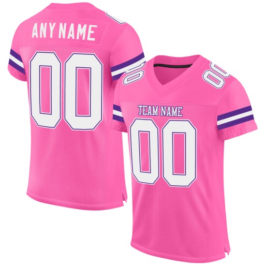 Custom Pink White-Purple Mesh Authentic Football Jersey Custom Pink White-Purple Mesh Authentic Football Jersey