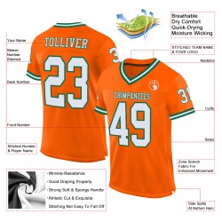 Custom Orange White-Kelly Green Mesh Authentic Throwback Football Jersey Custom Orange White-Kelly Green Mesh Authentic Throwback Football Jersey