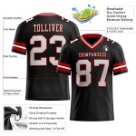 Custom Black White-Red Mesh Authentic Football Jersey Custom Black White-Red Mesh Authentic Football Jersey