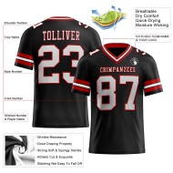 Custom Black White-Red Mesh Authentic Football Jersey Custom Black White-Red Mesh Authentic Football Jersey