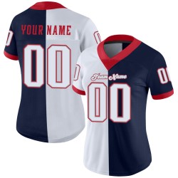 Custom Navy White-Scarlet Mesh Split Fashion Football Jersey Custom Navy White-Scarlet Mesh Split Fashion Football Jersey